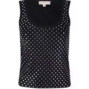 Michael Kors Black Silver-Stud Sleeveless Tank